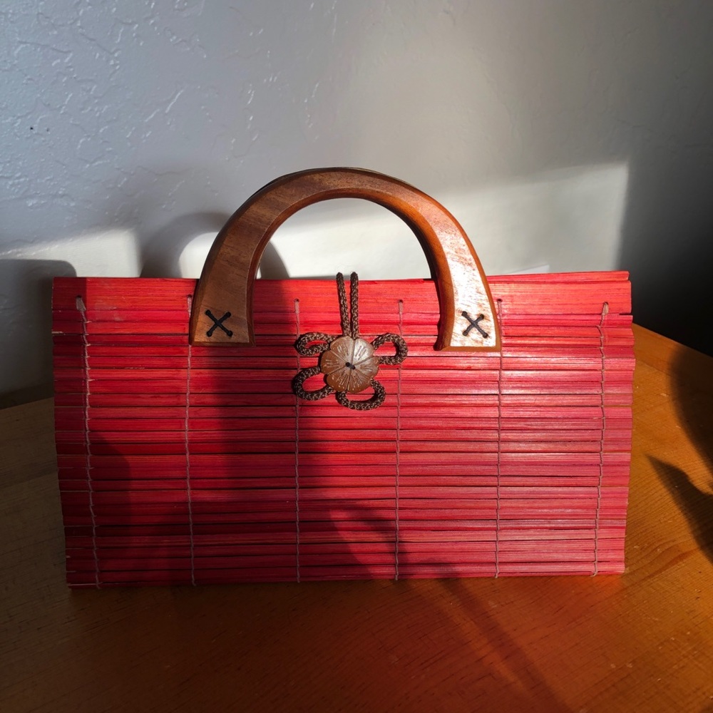 Reddish pink bamboo bag